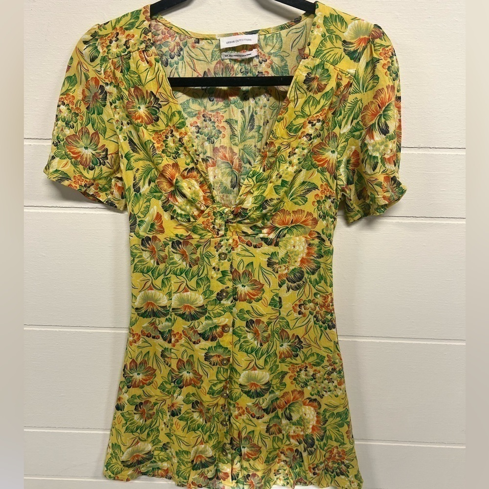 Urban outfitters‎ yellow tropical floral mini dress